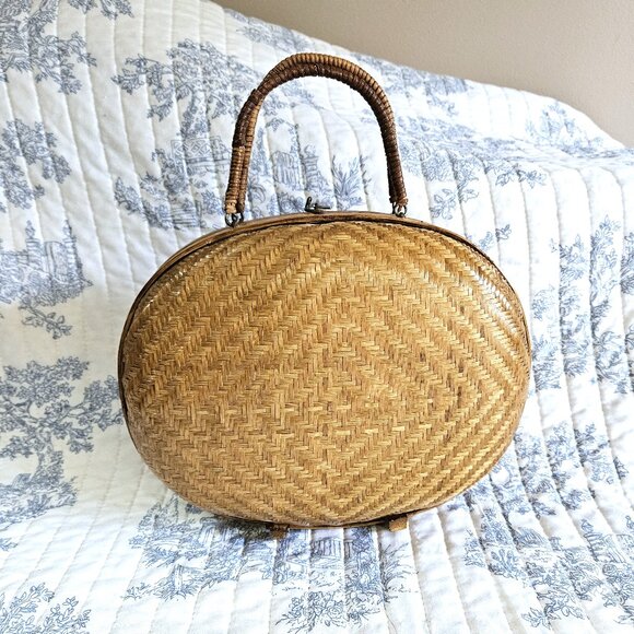 Vintage Rattan And Bamboo Handbag - Picture 1 of 7